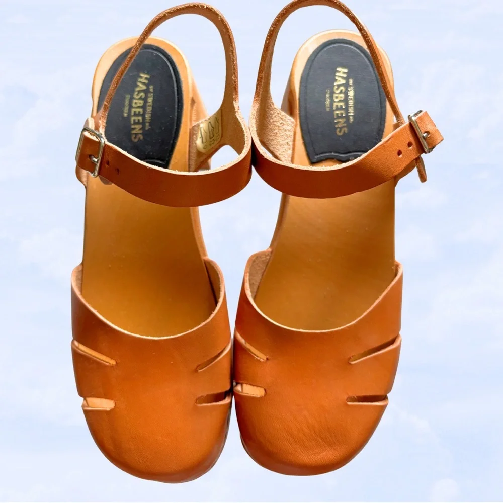 SWEDISH HASBEENS Clog Sandal 70s design EU 37/US 7 Buckled Mary Jane Leather - Picture 4 of 5